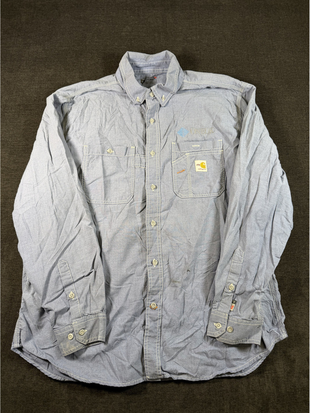 Carhartt FR Flame Resistant Work Shirt Blue Size Large